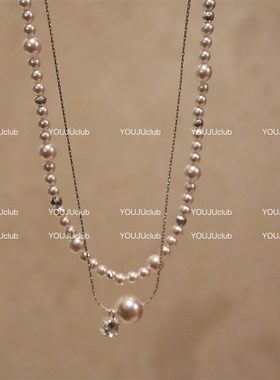 YOUJUclub-星辰落入~高z级感气质温柔淡粉色珍珠叠戴超仙女项炼