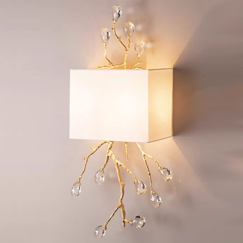 SY全铜花蕾水晶壁灯欧美法式x布罩柔光客餐厅背景墙走廊床头卧室