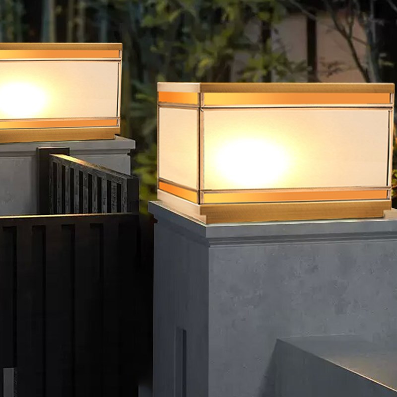 太阳能庭院户外围墙门柱全铜别墅柱子上L的大门灯防水室外柱头灯