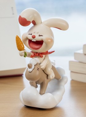 创意可爱兔子小摆件木马飞机桌面装E饰治愈系送男女情侣朋友礼物