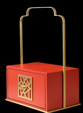 新中式样板间古铜提蓝摆件木x质漆器储物收纳果茶盘果篓轻奢装饰