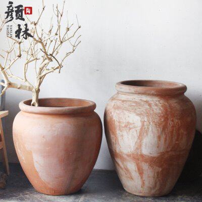 组合款红陶缸大陶罐落地庭院大花盆加厚耐用复古罐子花瓶乡村田园