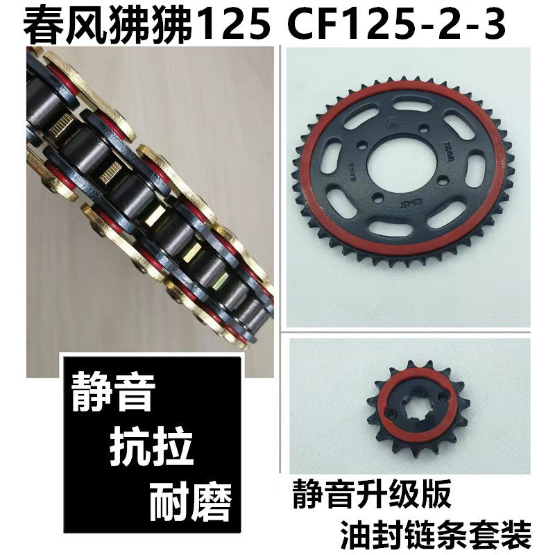 适用春风狒狒ST125 XO125 CF125-2-3-M8静音链盘提力套链油封链条