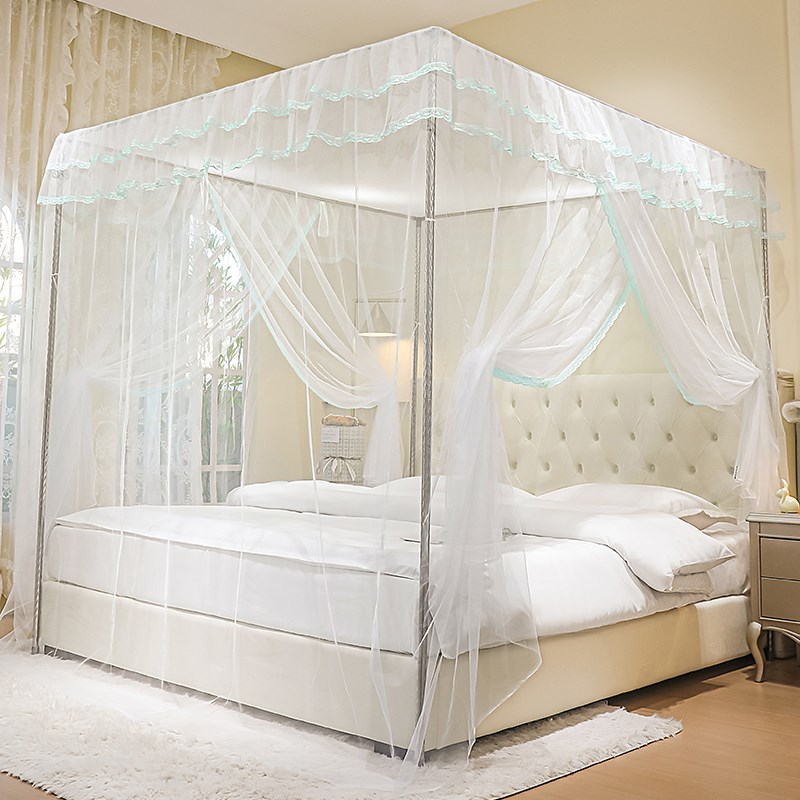 2025新款双开门l家用蚊帐落地式支架1.5米1.8米单双人纹两门帐子