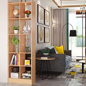 现代简约边柜置物架柜子简易书柜置物架落地书橱客厅木质隔断装 饰