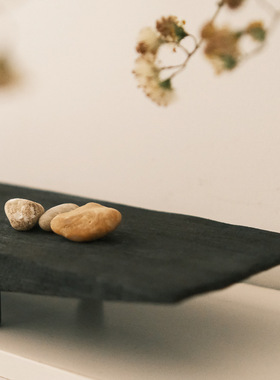 侘寂风客厅茶几木盘托盘家u用民宿实木装饰高档Q摆盘置物架果盘摆