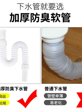 面盆下水管洗脸盆洗手盆白色带钢丝排水管台盆防臭软管下水器配件