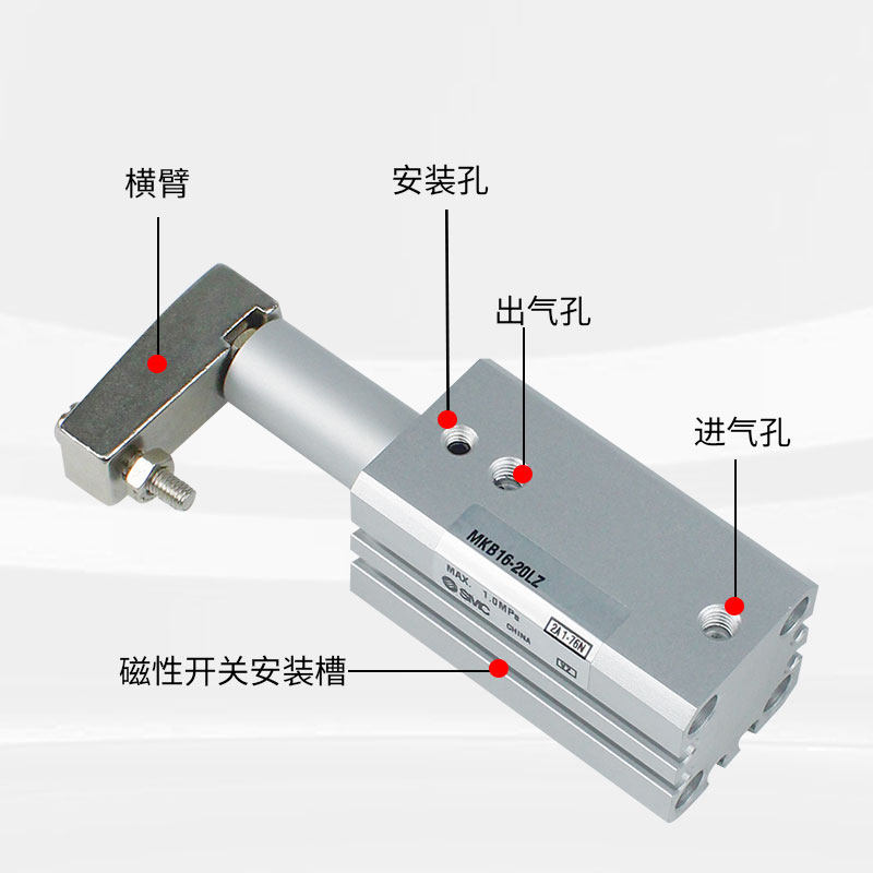 原装回转夹紧气缸MKB32/40/50/63-10/20/30/50RN/LN带横臂