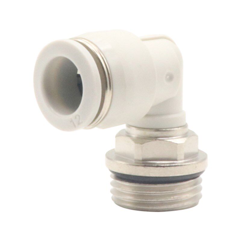 PLG弯通精品白色气动气管快插快速塑料G螺纹接头PL8-02/4-M5/10-3