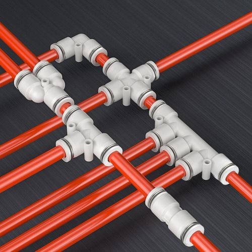 白色气管PZA四通接头变径PZG接头4/6/8/10/12英制接管1/4+3/8+1/2