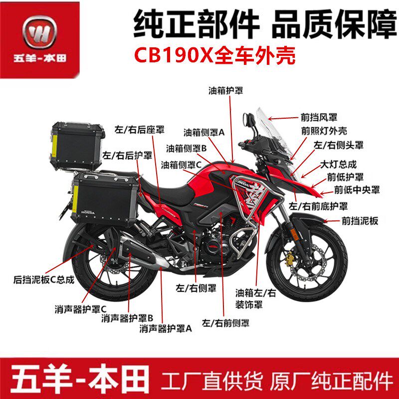 适用于猛鸷CB190X全车外壳WH175-5/5A前泥板护罩驱动链罩