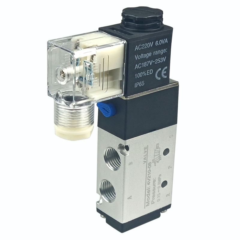 电磁阀4V210-08线圈控制阀24V气动换向电子阀220V二位五通换向阀