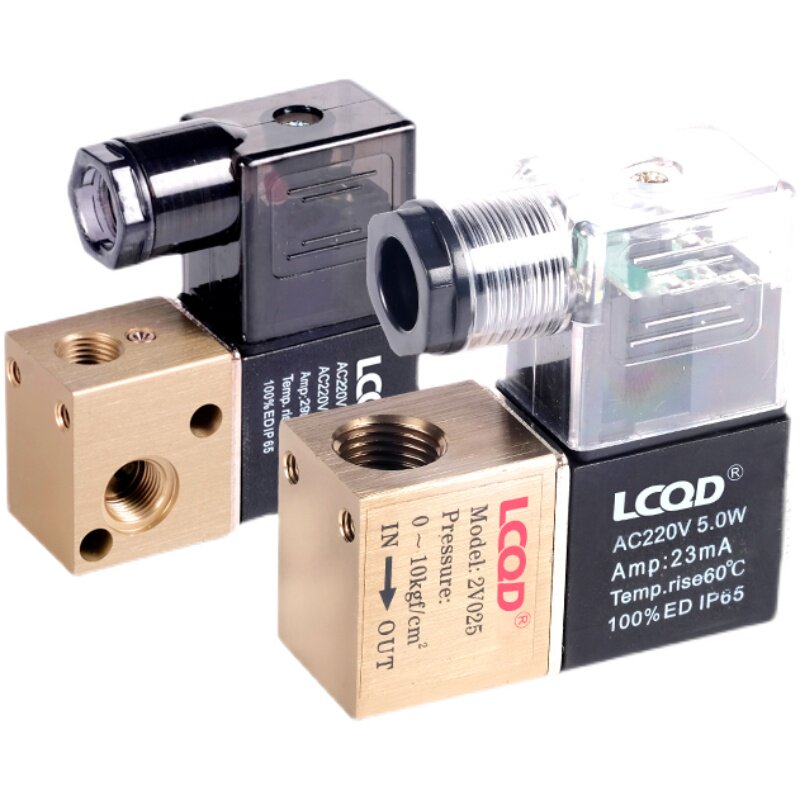 二位二通三通12电磁气阀3v1-06气动AC220控制2V025-08换向阀DC24V