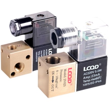 二位二通三通12电磁气阀3v1-06气动AC220控制2V025-08换向阀DC24V