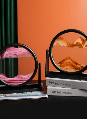 流沙画摆件创意家居客厅酒柜电视柜办公室轻O奢解压沙漏礼物装饰