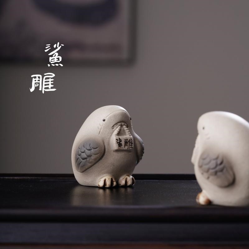 【鲨雕】原矿紫i砂茶宠盖置创意摆件精品可养茶具茶盘手工装饰茶