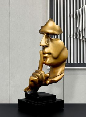 现代简约沉默是金摆件创意轻奢客厅酒柜装饰品Q北欧雕塑办公室家