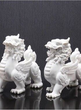 现代中式麒麟摆件别墅样版v房展厅书柜古典狮子办公室家居软装饰