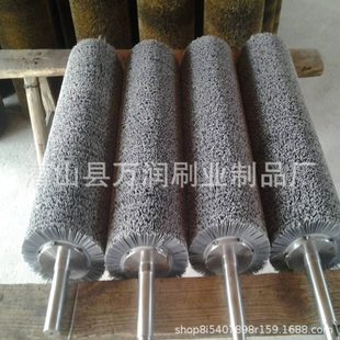 磨料丝抛光辊钢丝毛刷辊去毛刺拉丝抛光辊碳化硅毛刷辊镀铜丝辊刷