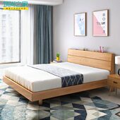 免漆日式 纯实木床1.5米1.8米橡木环保家具欧式 现代简约双人床主卧