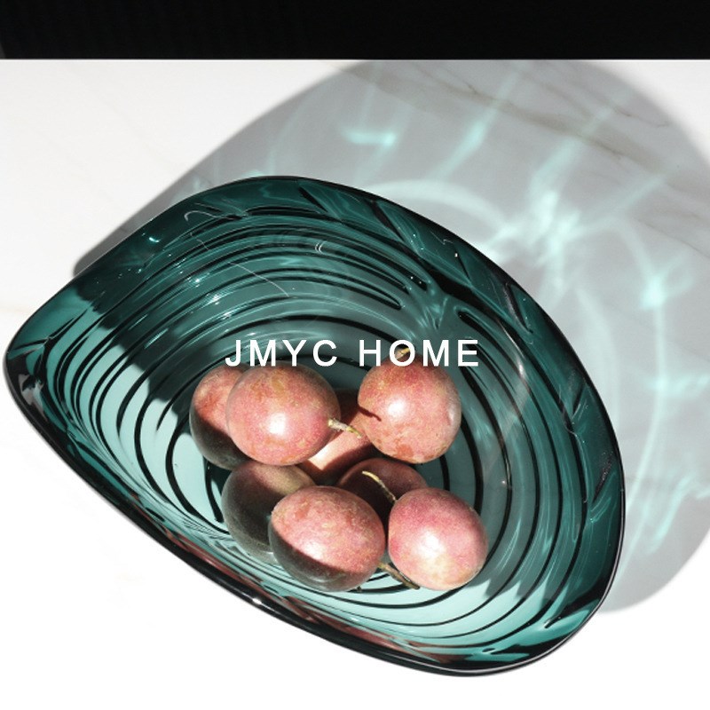 简约现代扇贝形玻璃果盘摆件软装饰品售楼处M桌面茶几餐桌果盆摆