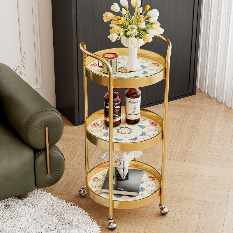 皇力轻奢小推车茶几客厅边几北欧可移动带轮子卧室角Y几阳台小圆