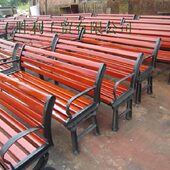 园林休闲椅广场公园椅子长椅公共椅铸铁防腐木小区户外实木椅长凳