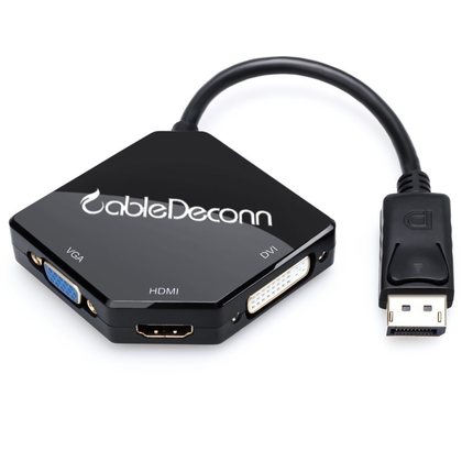 DP转HDMI hVGA DVI 三合一转换器显卡displayport接显示器转接线