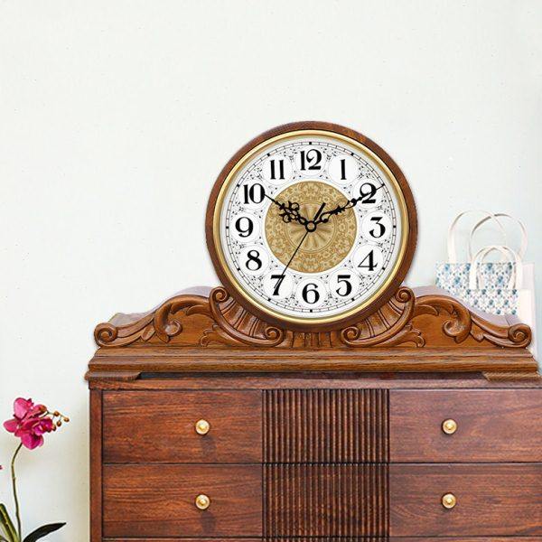 艺森中式复古实木座钟客厅创意静音台钟欧式仿古报时石英钟表摆件,家居饰品,座钟,淘宝优惠券,粉丝福利购,淘宝优惠卷