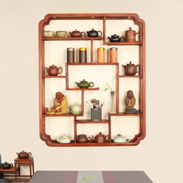 挂墙式博古架实木中式置物架茶具架子茶壶摆放架古董架茶杯展示架,住宅家具,多宝格/博古架,淘宝优惠券,粉丝福利购,淘宝优惠卷