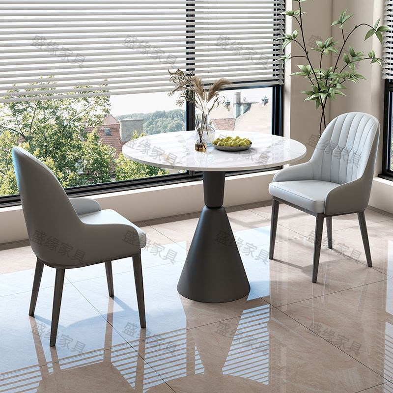 网红洽谈桌椅家用圆形岩板餐桌椅高端小户型M意式极简现代简约圆