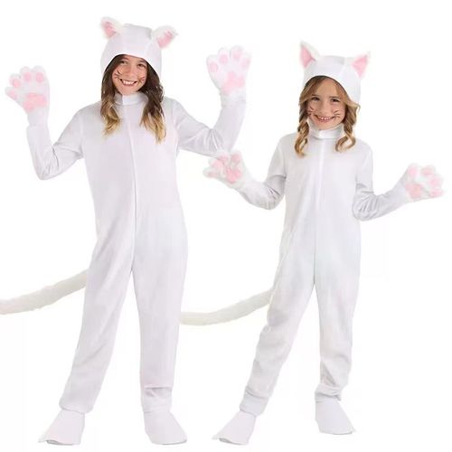 万圣节儿童节央视舞台表演演出生日派对动物白色猫咪角色扮演服装