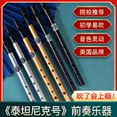 爱尔兰哨笛初学者入门演奏金属锡笛6孔C D调高音专业金属直竖笛子