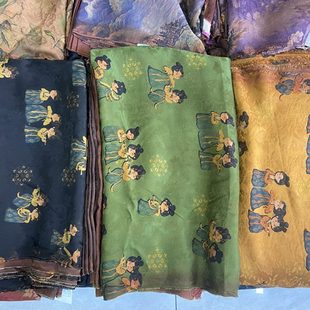 155元/米 全真丝透孔花罗红云纱面料布料 Q版小唐人多色新货