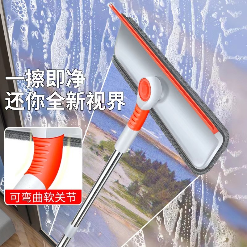 新款大号玻璃刮h家用长杆擦玻璃神器高楼多功能旋转弯曲万向刮水
