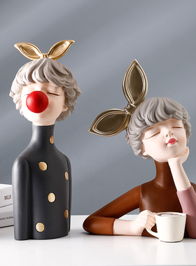 女孩电视酒柜摆件家居装饰t品客厅创意轻奢风高档北欧玄关现代简