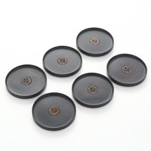 黑陶茶杯垫中式圆形杯托陶瓷功夫茶具配件防滑隔热茶垫子家用简约