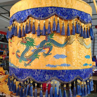 华侣刺绣品精品刺绣双龙宝盖精品提花布料织锦布神龙华盖伞佛顶盖