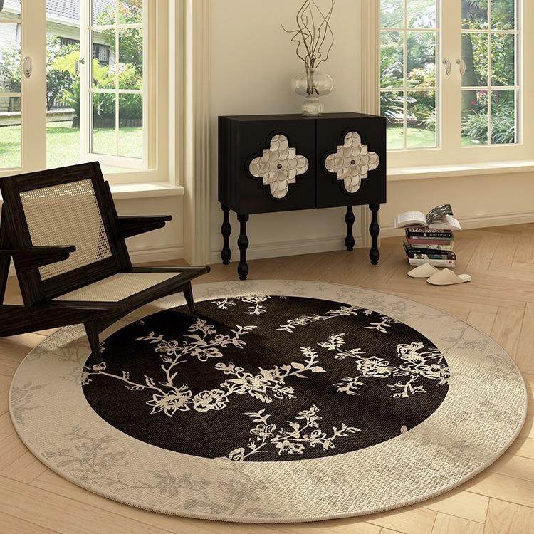 复古圆形地毯客厅沙发茶几卧室床边化妆梳妆台椅子地垫黑色,居家布艺,地毯,淘宝优惠券,粉丝福利购,淘宝优惠卷