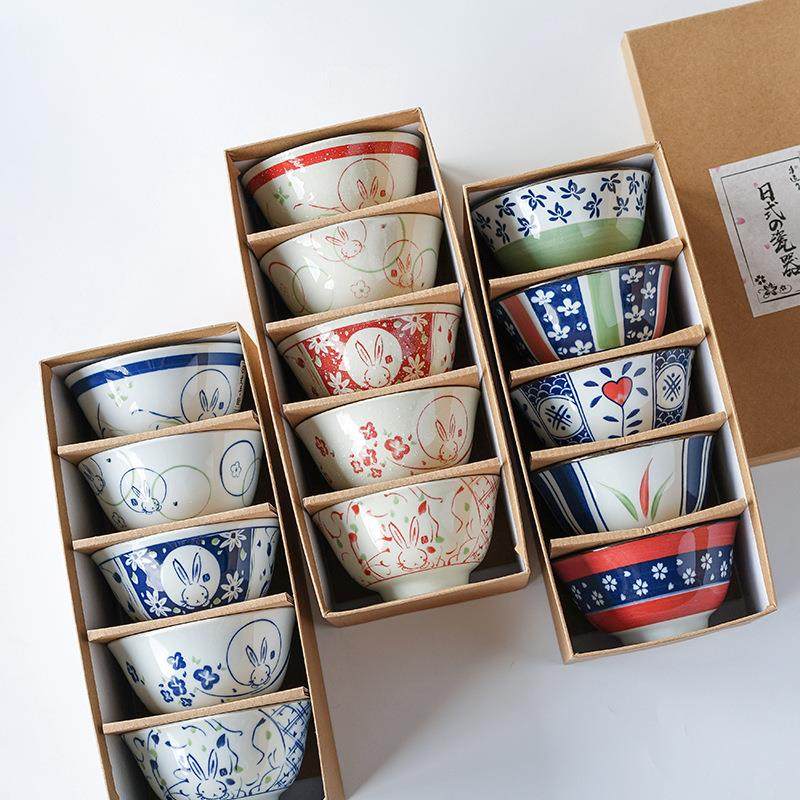 西田木雨4.5寸陶瓷米饭碗可爱兔子碗新款吃饭碗家用组合套装礼盒,餐饮具,碗,淘宝优惠券,粉丝福利购,淘宝优惠卷