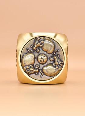 纯黄铜六面转 把玩件解压摆件 招米进宝十来韵转文玩男女国潮热卖