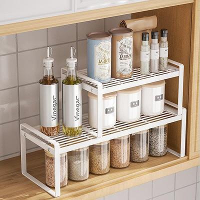 橱柜内分层置物架厨房台面白色桌面储物架收纳隔板调味料碗盘锅具