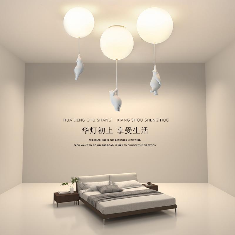 气球灯儿童房灯卡通玄关过道吸顶灯温馨男女孩卧室灯创意小熊吊灯