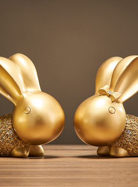 现代简约轻奢兔子摆件高档t客厅办公室电视酒柜装饰品家居玄关摆