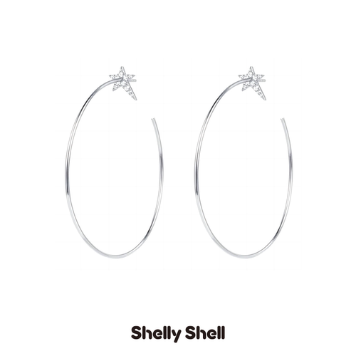 Shelly Shell铜合金 梦织星圆圈耳钉 气质轻奢个性
