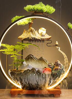 新中式喷泉流水开业假山加湿器送公礼招办FKT财客厅室创摆意禅意