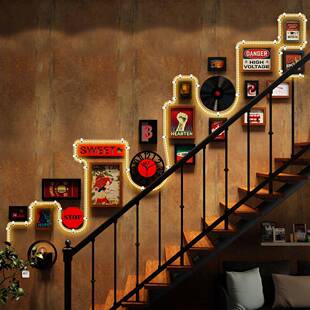 装高饰客厅级感楼梯创意照片挂画画装工业风3194家居照片墙饰画