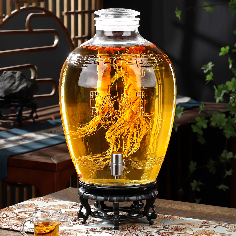 酒坛酒罐泡酒专用l玻璃瓶20斤高档密封人参泡酒瓶加厚泡酒罐带龙