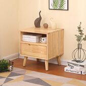 全实木床头柜小型简约现代边柜整装 卧室窄储物网红北欧简易原木色