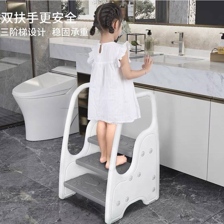 泡泡虎儿童三层加高脚踩凳洗漱台宝宝洗手楼梯卫生间垫脚凳脚踏凳
